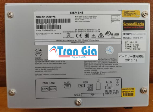 Màn hình HMI SIMATIC IPC277D SIEMENS 6AV7881-1AA00-2BA0