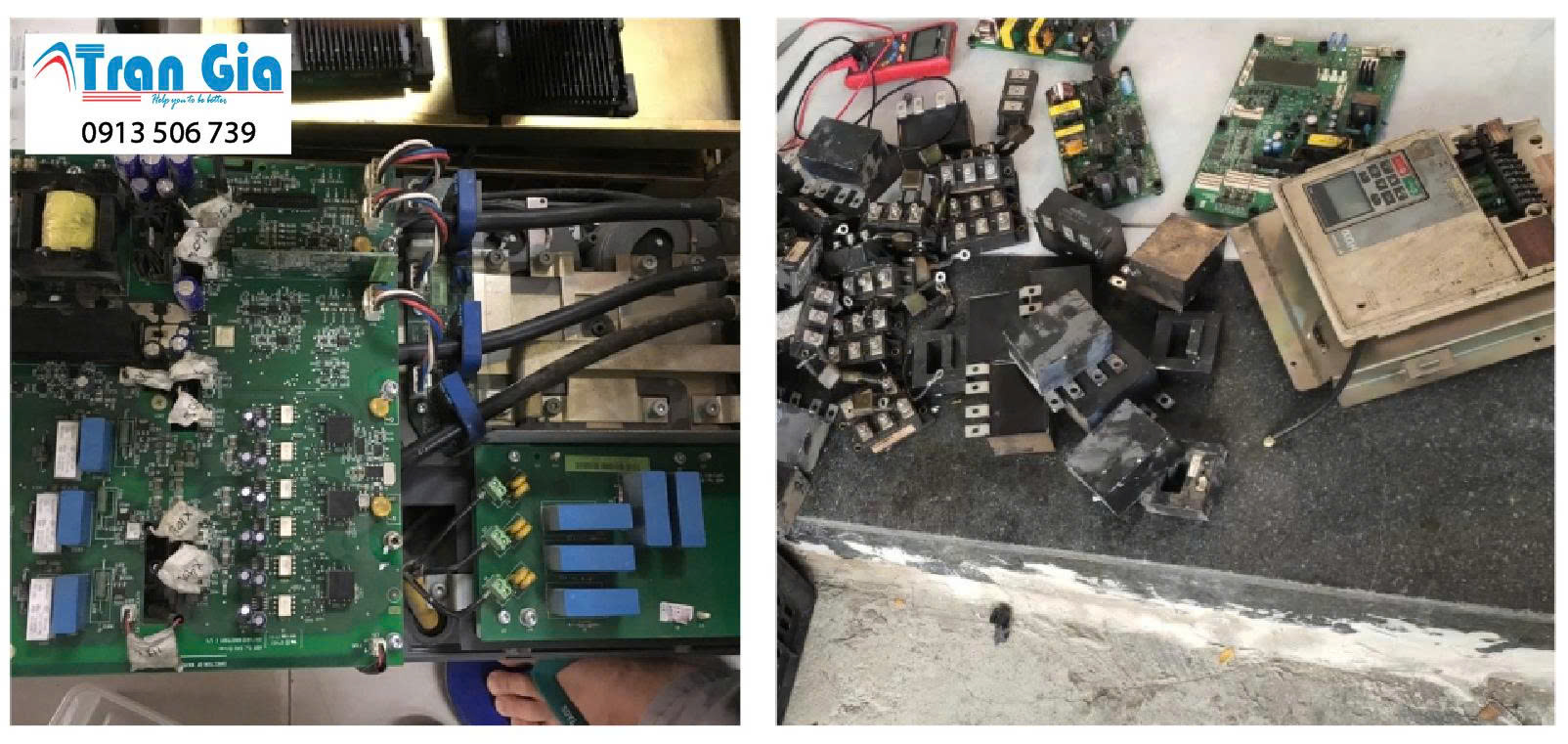 Hình ảnh một số biến tần đang trong quá trình sửa chữa tại Trần Gia Automation