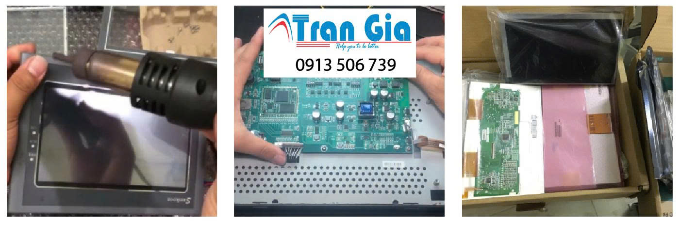  Dưới đây là một số hình ảnh màn hình HMI đang trong quá trình sửa chữa tại TRAN GIA