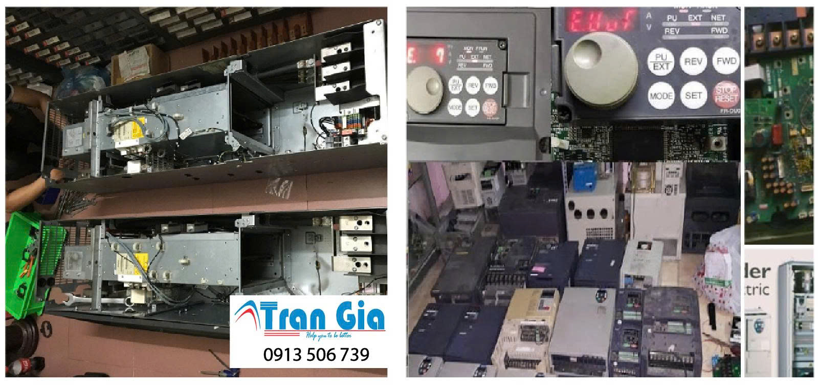 Hình ảnh một số biến tần đang trong quá trình sửa chữa tại TRAN GIA Automation